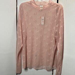 Maeve Light Pink Patterned Long Sleeve Top NWT